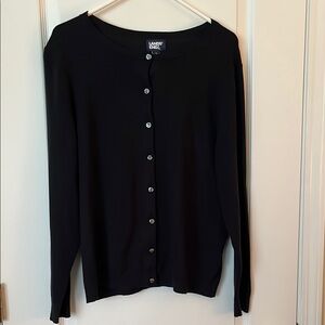 EUC Lands End Women’s Button Down Classic Cardigan - Black - Size L (14-16)